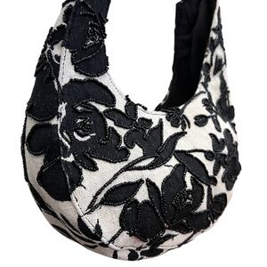 A New Day Beaded Black and White Handbag